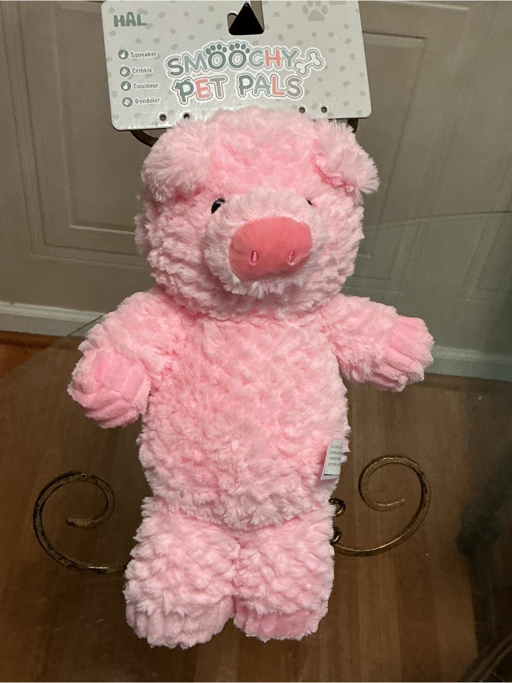Smoochy Pet Pals ~ Pink PigClinker & Squeaker Dog Toy 12”
